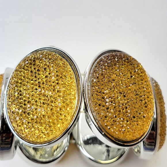Yellow Glitter Stretch Fashion Bracelet Casual Wrap Bracelet - Picture 4 of 6